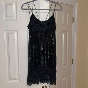Black sequin flapper dress